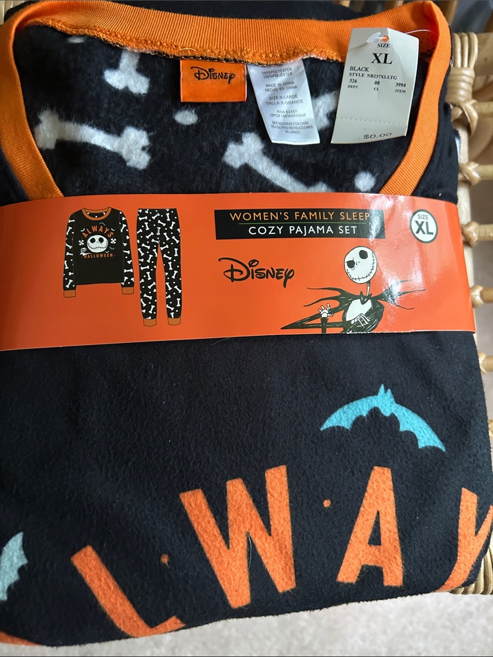 Disney Cozy XL Pajama Set with Orange and Light Blue Halloween Accent